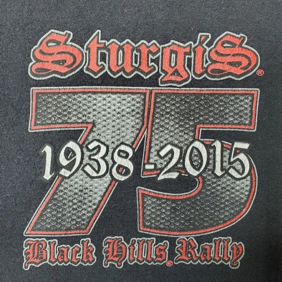 Sturgis SD 75th Anniversary Black Hills Rally T Shirt Main Street 2015 Men's Lg - Picture 2 of 8